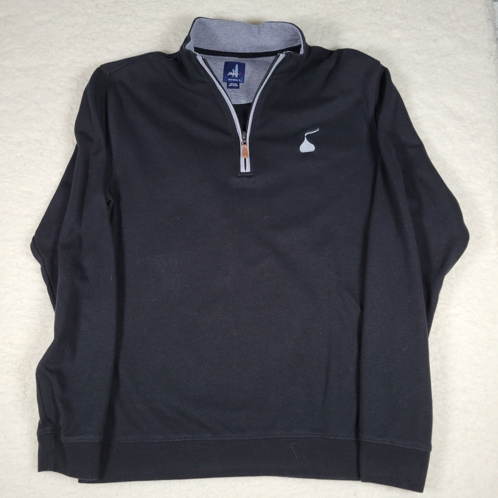 Johnnie-O Sully Mens M Black Quarter Zip Pullover Hershey Kiss Logo JMKO1460